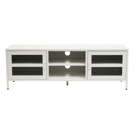 Accra Steel TV Stand With 2 Doors 1 Shelf In White_1