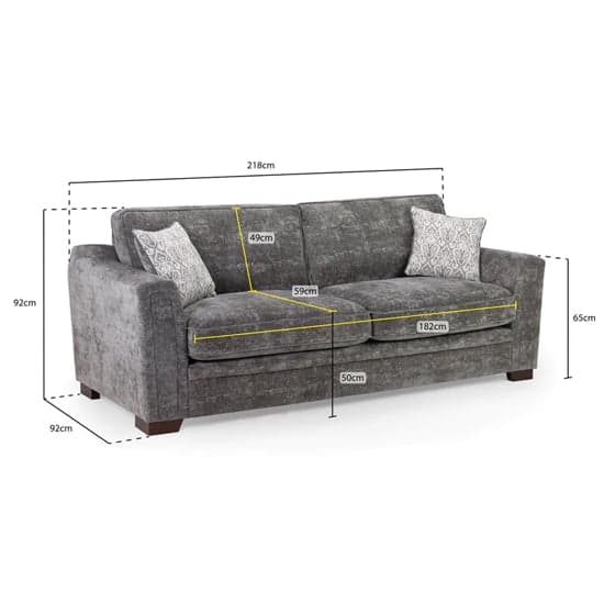 Accra Velvet 4 Seater Sofa With Solid Wood Frame In Grey_6