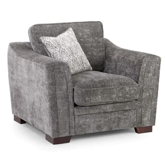 Accra Velvet Armchair With Solid Wood Frame In Grey_1