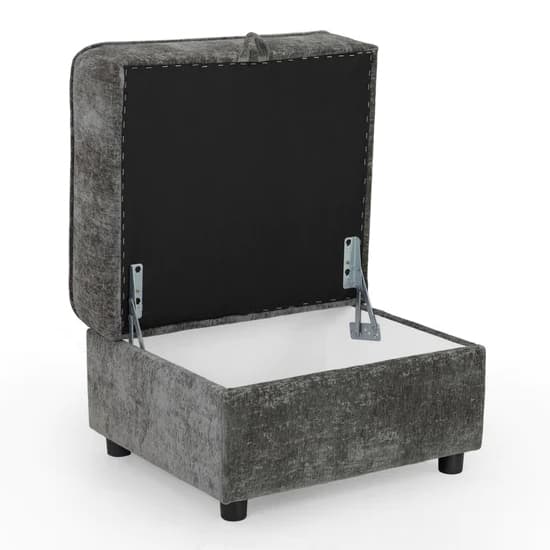 Accra Velvet Footstool With Solid Wood Frame In Grey_2