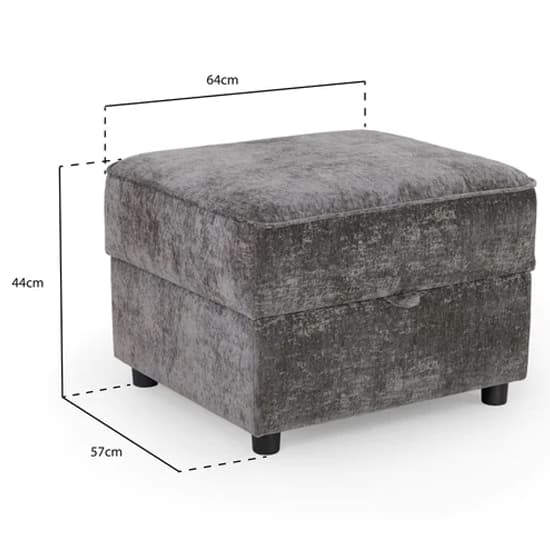 Accra Velvet Footstool With Solid Wood Frame In Grey_3