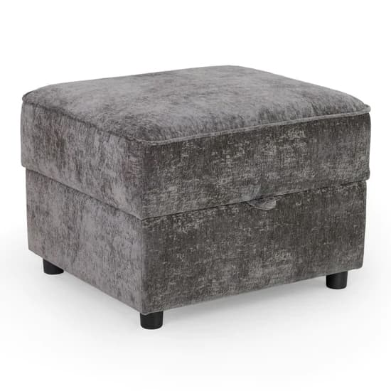 Accra Velvet Footstool With Solid Wood Frame In Grey_1