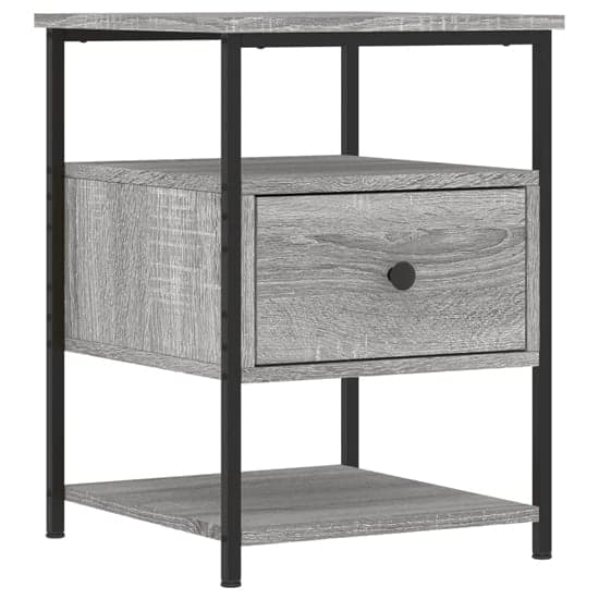 Achava Wooden Bedside Cabinet 1 Drawer 1 Shelf In Grey Sonoma Oak_2