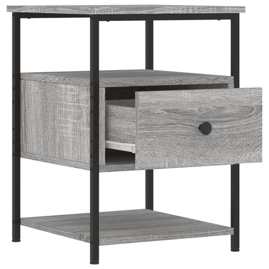 Achava Wooden Bedside Cabinet 1 Drawer 1 Shelf In Grey Sonoma Oak_3