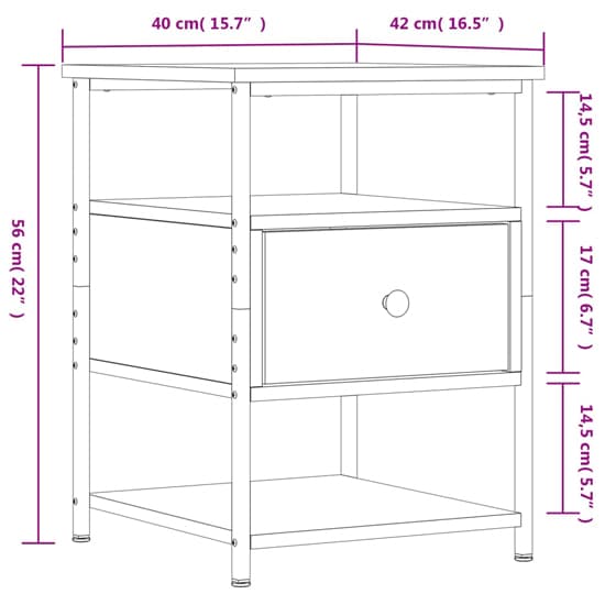 Achava Wooden Bedside Cabinet 1 Drawer 1 Shelf In Grey Sonoma Oak_6