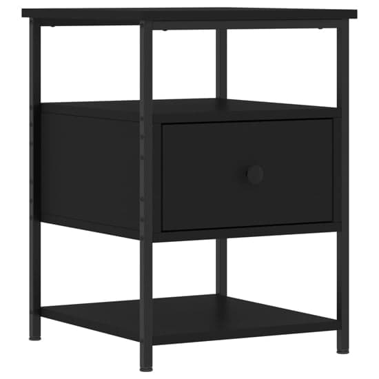 Achava Wooden Bedside Cabinet 1 Drawer 1 Shelf In Black_2