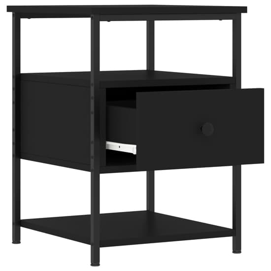 Achava Wooden Bedside Cabinet 1 Drawer 1 Shelf In Black_3