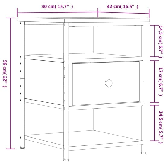Achava Wooden Bedside Cabinet 1 Drawer 1 Shelf In Black_6