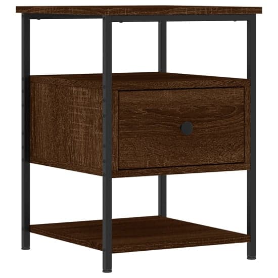 Achava Wooden Bedside Cabinet 1 Drawer 1 Shelf In Brown Oak_2