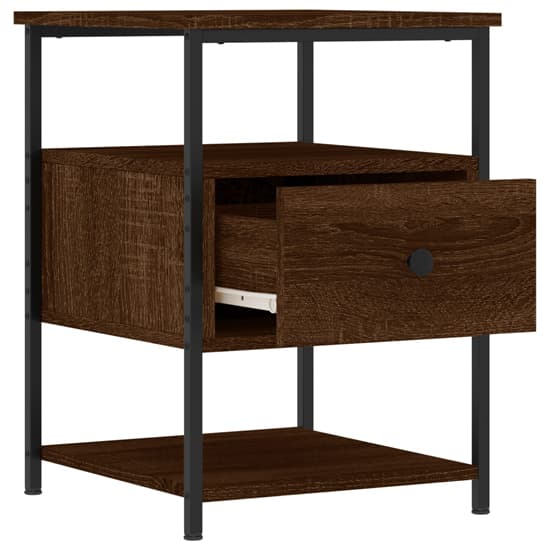 Achava Wooden Bedside Cabinet 1 Drawer 1 Shelf In Brown Oak_3