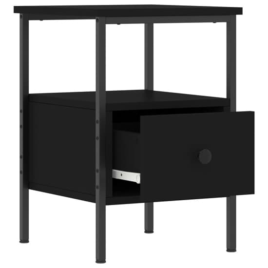 Achava Wooden Bedside Cabinet With 1 Drawer In Black_3