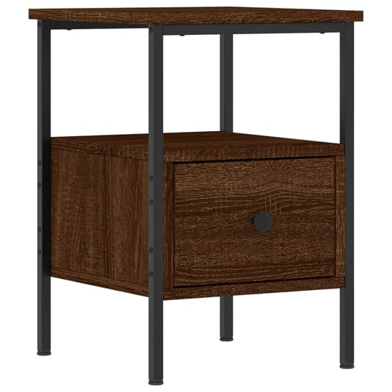 Achava Wooden Bedside Cabinet With 1 Drawer In Brown Oak_2