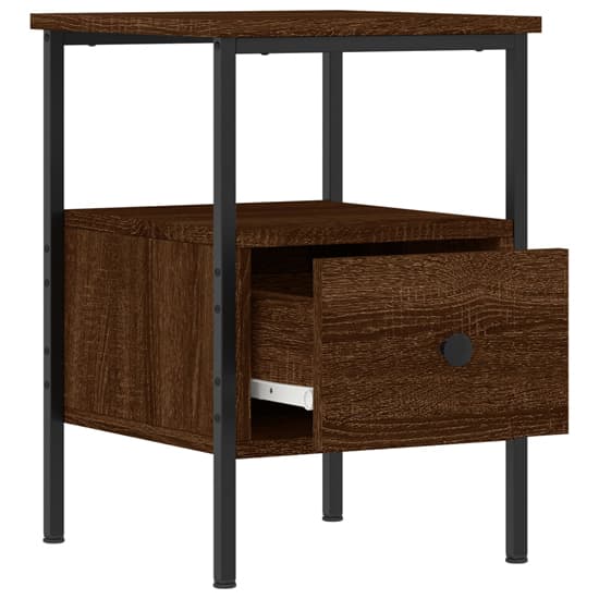Achava Wooden Bedside Cabinet With 1 Drawer In Brown Oak_3