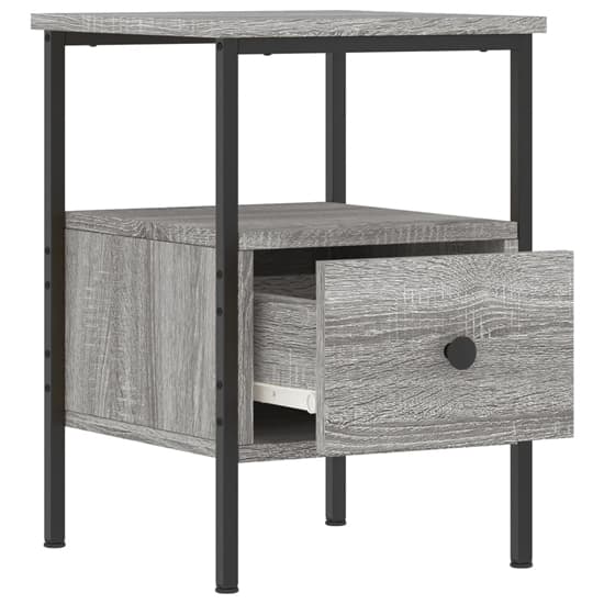 Achava Wooden Bedside Cabinet With 1 Drawer In Grey Sonoma Oak_3