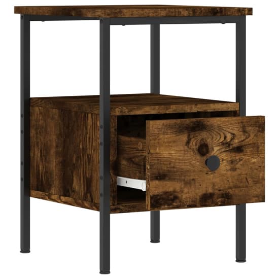 Achava Wooden Bedside Cabinet With 1 Drawer In Smoked Oak_3