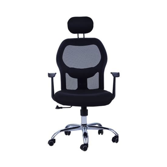 Acona Fabric Rolling Home And Office Chair With Arms In Black_2