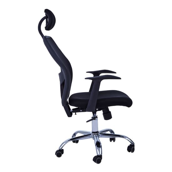 Acona Fabric Rolling Home And Office Chair With Arms In Black_3