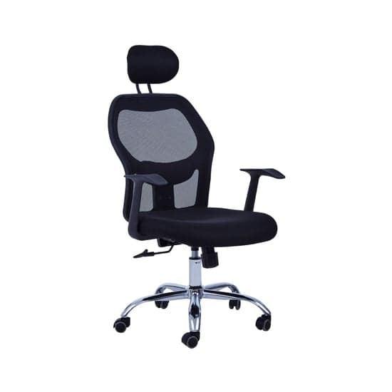 Acona Fabric Rolling Home And Office Chair With Arms In Black_1