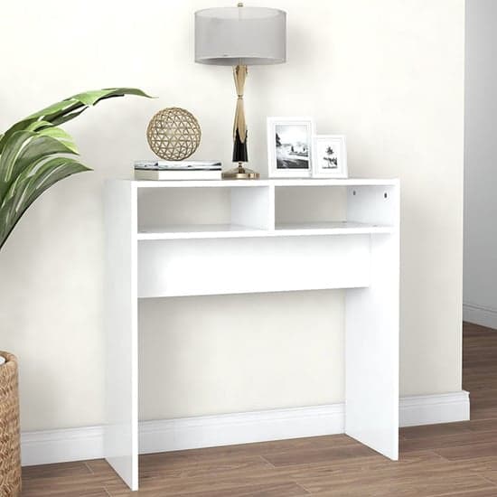 Acosta Wooden Console Table With 2 Shelves In White_1