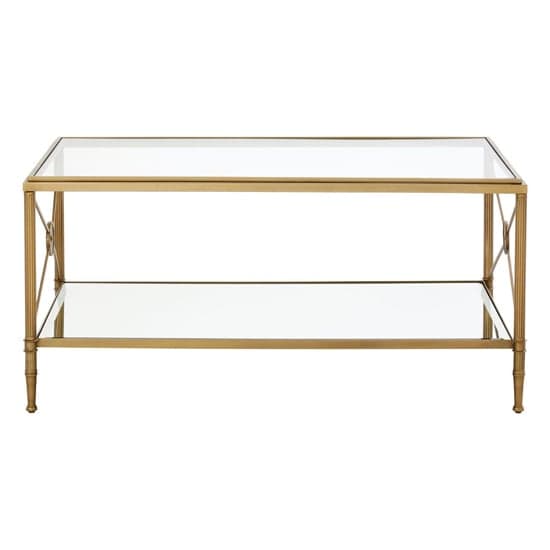 Acox Rectangular Clear Glass Top Coffee Table With Gold Frame_2