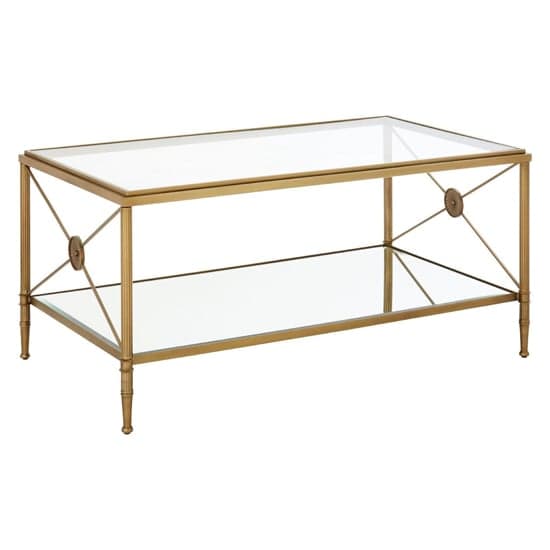 Acox Rectangular Clear Glass Top Coffee Table With Gold Frame_1