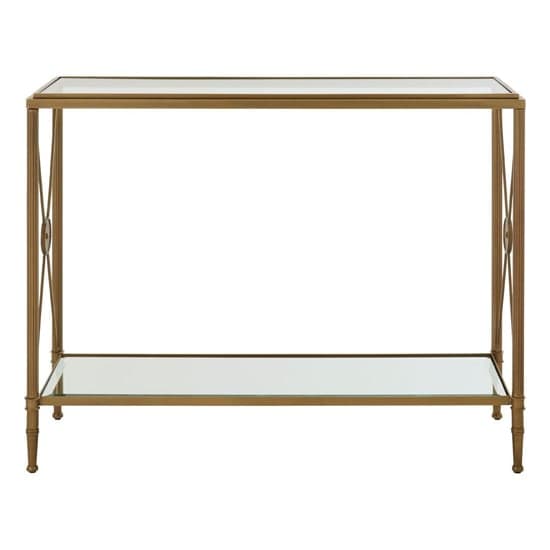 Acox Rectangular Clear Glass Top Console Table With Gold Frame_2
