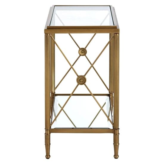 Acox Rectangular Clear Glass Top Side Table With Gold Frame_3