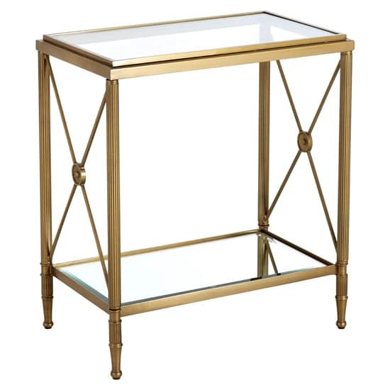 Acox Rectangular Clear Glass Top Side Table With Gold Frame_1