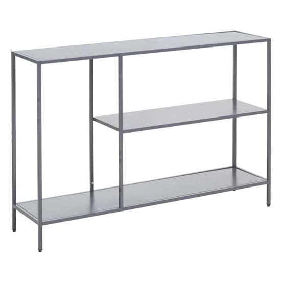 Acre Metal Console Table With 2 Shelves In Grey_2