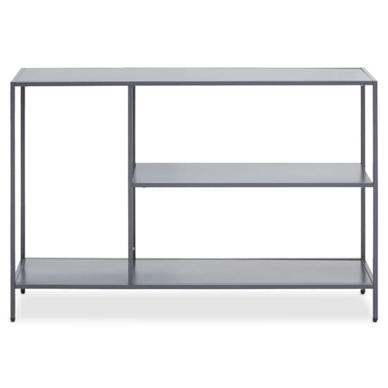 Acre Metal Console Table With 2 Shelves In Grey_3