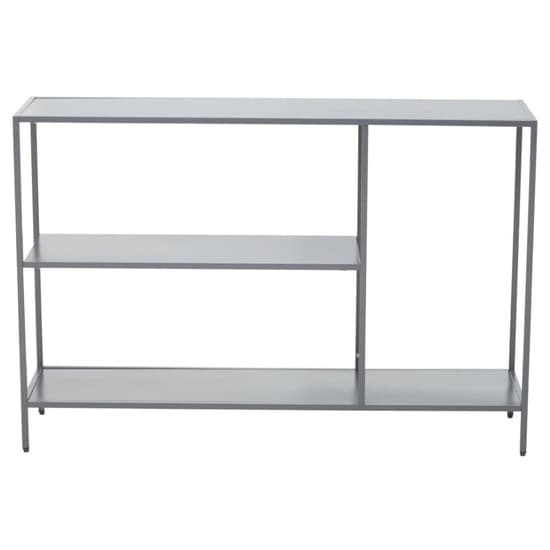 Acre Metal Console Table With 2 Shelves In Grey_5