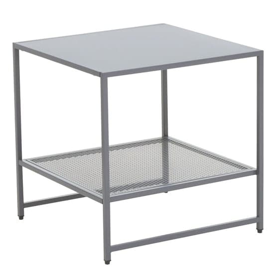 Acre Metal End Table With Open Mesh Shelf In Grey_2