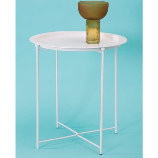 Acre Round Metal Side Table In White_1