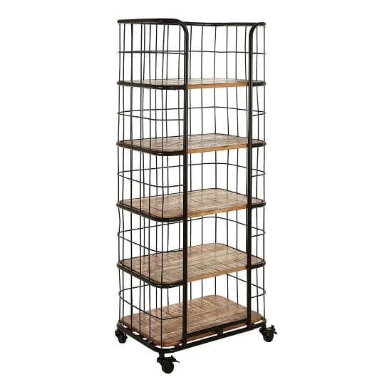 Acton Wooden Shelving Unit With Black Iron Frame In Natural_1