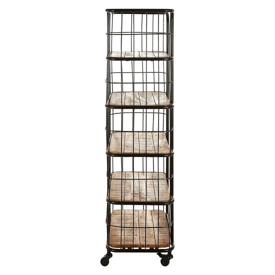 Acton Wooden Shelving Unit With Black Iron Frame In Natural_2