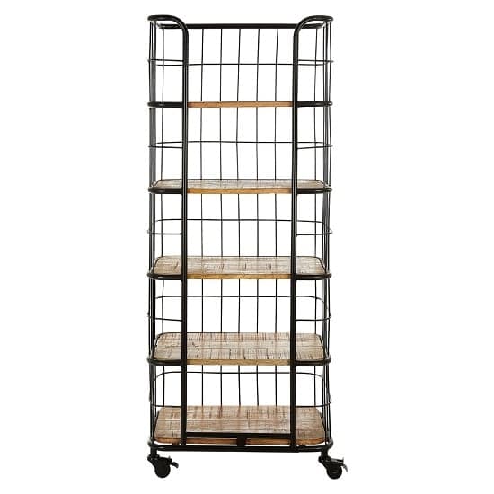 Acton Wooden Shelving Unit With Black Iron Frame In Natural_4