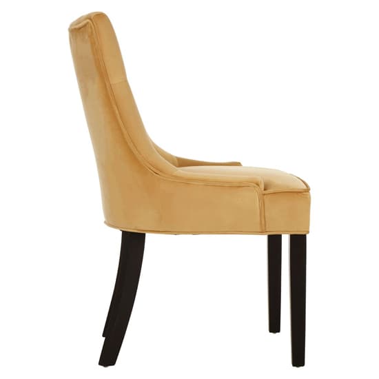 Adalinise Gold Velvet Dining Chair With Wooden Legs In A Pair_3