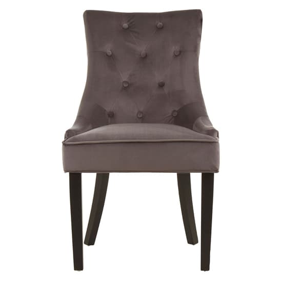 Adalinise Grey Velvet Dining Chair With Wooden Legs In A Pair_2