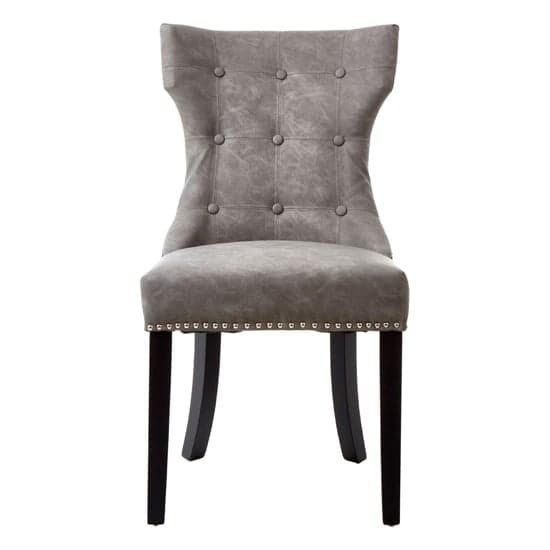 Adalinise Leather Dining Chair With Wooden Legs In Grey_2