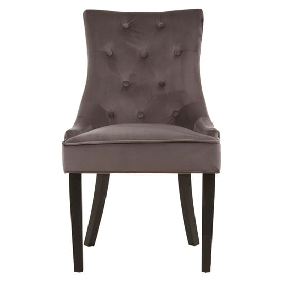 Adalinise Velvet Dining Chair With Wooden Legs In Grey_2