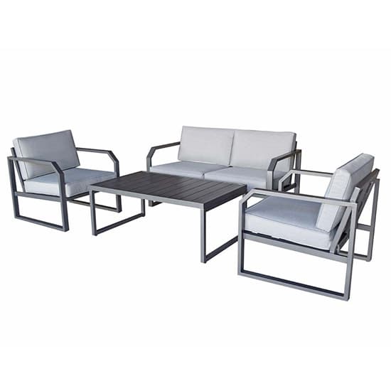 Adana Aluminium Lounge Sofa Set With Coffee Table In Grey_6