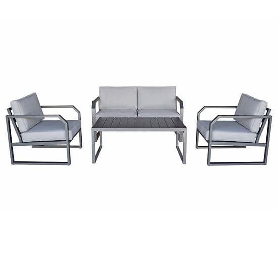 Adana Aluminium Lounge Sofa Set With Coffee Table In Grey_7