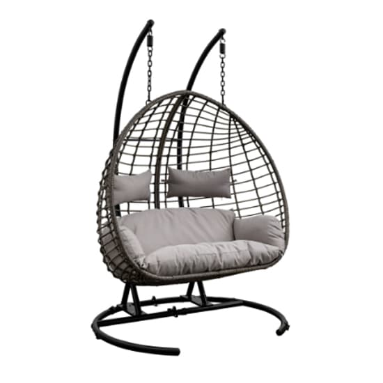 Araneda Large Wicker Hanging Chair With Steel Frame In Natural_3