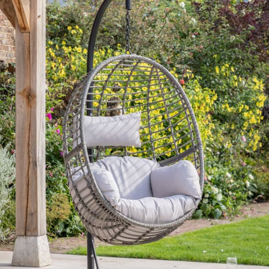 Araneda Small Wicker Hanging Chair With Steel Frame In Natural_2