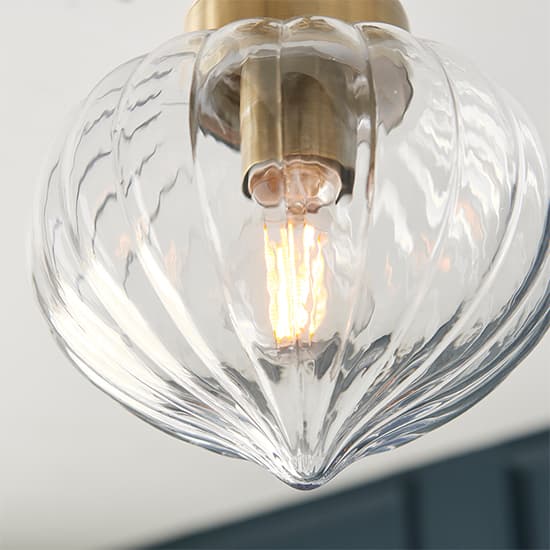 Addington Glass Shade Semi Flush Ceiling Light In Antique Brass_6
