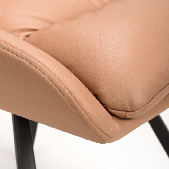 Addis Swivel Tan Leather Effect Dining Chairs In Pair_8