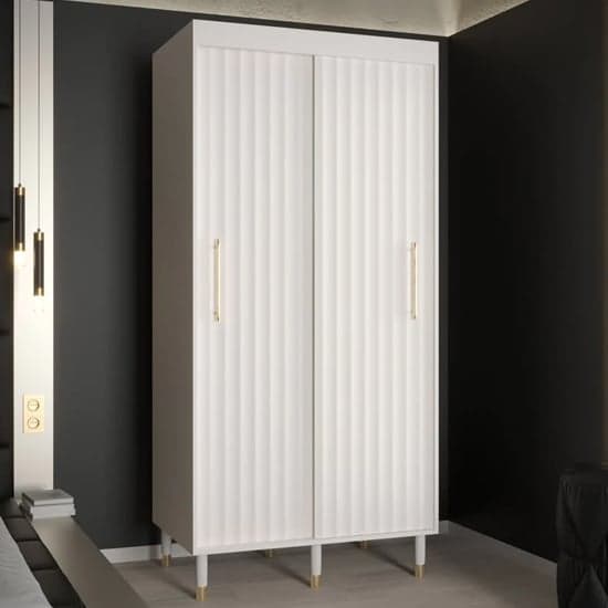 Adel I Wooden Wardrobe With 2 Sliding Doors 100cm In White_1