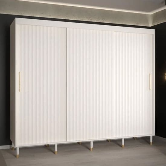 Adel I Wooden Wardrobe With 3 Sliding Doors 250cm In White_1