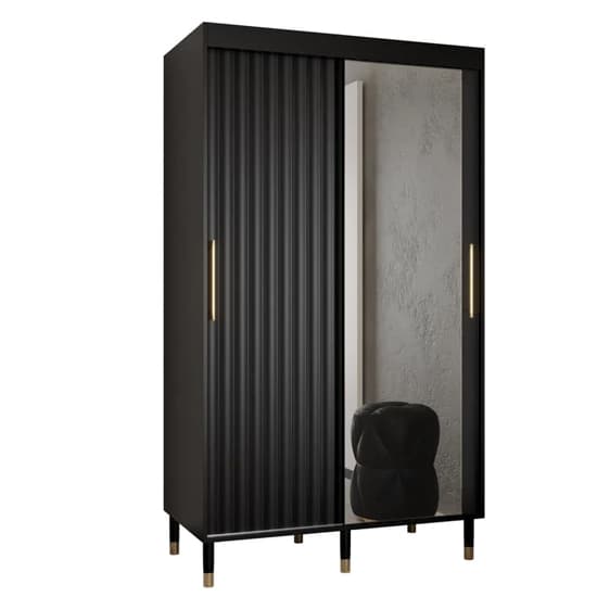 Adel II Mirrored Wardrobe With 2 Sliding Doors 120cm In Black_6