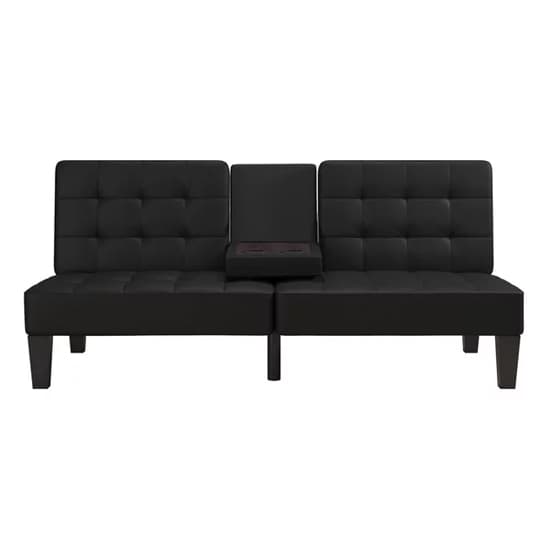Adel Convertible Futon Faux Leather Sofa Bed In Black_3